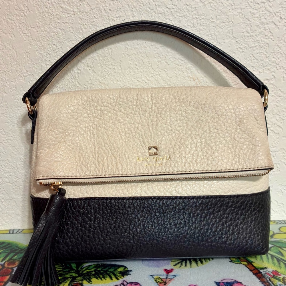 Kate Spade vintage  Southport Avenue Maria Black Cream Leather Satchel Bag